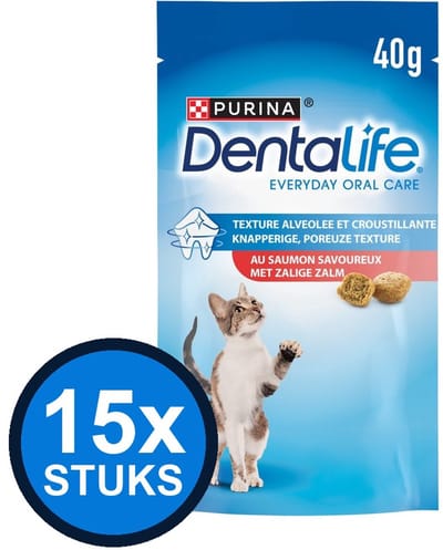 15x Dentalife - Kattensnack Zalm - Kattenvoer Snacks - 40 g