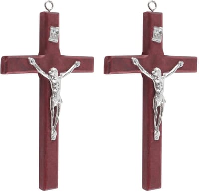 Dailygoods - 2 Stuks Christelijke Wanddecoratie Houten Kruis