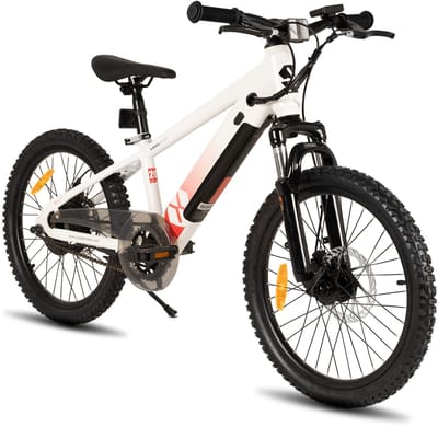 JOYSTAR 20 Inch Elektrische Kinder Mountainbike - 250W E-Bike voor Kinderen (7+ Jaar) - 25 km Actieradius - Met Verwijderbare Accu & Schijfremmen – Spaakwiel - Wit