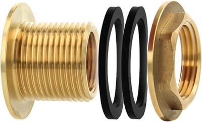 IG 3/4 inch x AG 1 inch tankdoorvoer, messing tankschroefverbinding, met 2 afdichtringen, regenton accessoires, voor watertanks, regenton