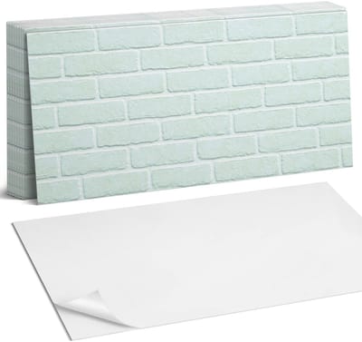 Coloray Plaktegels - Bakstenen muurpatroon Zelfklevende Wandtegels - 40 cm x 20 cm - Romig Plaktegels - 10 stuks - Rechthoek PVC Tegels - Plaktegels Badkamer - Vloertegels Zelfklevend - Vinyltegels Vloer Zelfklevend - Portugese Tegels