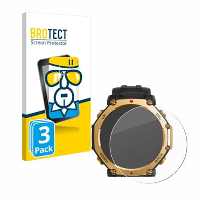 BROTECT - Glas Screenprotector voor Huami Amazfit T-Rex 3 Pro (48 mm) - Gehard Beschermglas 9H 3 Stuks