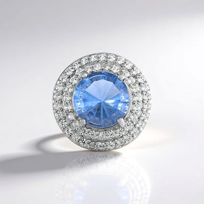 Cavill - Zilveren Hanger - 925 Sterling Zilver Geplateerd - Kleurwissel Fluoriet 2.06 ct Rond - 53 Zirkon 0.45 ct - Elegant 14x14 mm