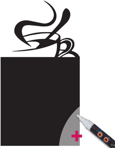 Schoolbord muursticker - uitwisbare zelfklevende muurstickers - ABSTRACTE KOFFIE + WITTE VLOEIBARE KRIJT - 175x95cm