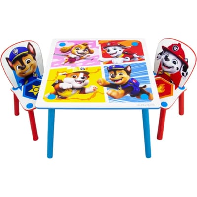 Kindertafel met 2 stoeltjes Paw Patrol - 63x63x45 cm - Multicolor/spaanplaat - Emob - Tafels outlet - Multicolor - Spaanplaat - Tafels outlet - Op voorraad