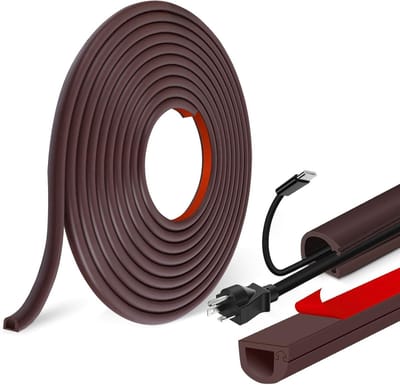 Flexibele kabelgoot voor elektrische kabels, halve cirkelvormige kabelbescherming voor TV, muur en vloer (bruin, 7mm × 14mm × 3m) - Kabelmanagement, kabelbescherming, interieurinrichting