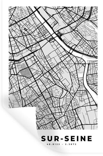 Muurstickers - Sticker Folie - Kaart - Stadskaart - Frankrijk - Ivry-sur-Seine - Plattegrond - 20x30 cm - Plakfolie - Muurstickers Kinderkamer - Zelfklevend Behang - Zelfklevend behangpapier - Stickerfolie