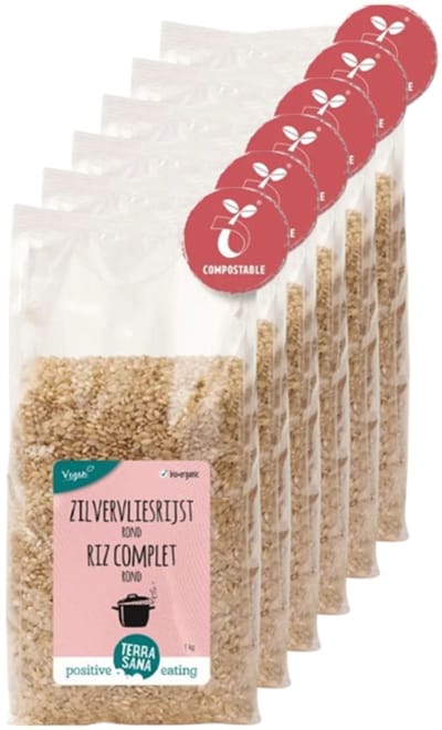 TerraSana | Zilvervliesrijst Rond | 6 stuks | 6 x 1000 gram
