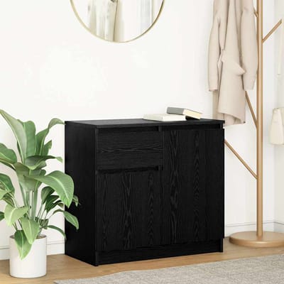 vidaXL - Dressoir - met - lade - 71x35x65 - cm - spaanplaat - zwart - eikenkleurig