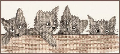 Lanarte Borduurpakket - Borduurset - Borduurpakket volwassenen - Telpakket kit - 30 x 15cm - Katjes op het hek - PN-0008183