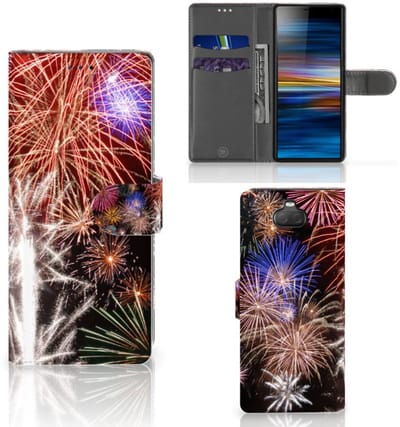 Book Case voor Sony Xperia 10 Wallet Case met Pasjes Vuurwerk