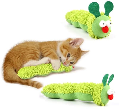 Katten Kauwspeelgoed met Kattenkruid en Silvervine – Interactief Speeltje in Rupsvorm voor Tandverzorging, Stressvermindering en Speelplezier - Voor Katten en Kittens
