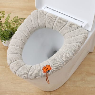 Livano Wc Bril Hoes - Toiletbril Cover - Toiletbril - Wc Deksel - Wasbaar - Verwarmde Wc Bril - (Niet Elektrisch) - Warm - Handvat - Grijs