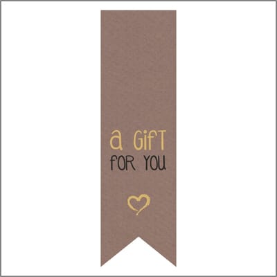 Sticker - "A GIFT FOR YOU" - Etiket - Vaantje - 85x25mm - Bruin/Zwart/Goud - Hoogwaardige Kwaliteit - Sluitzegel - Inpak Sticker