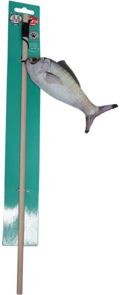 Kattenspeeltje - LOVE - Vishengel - Houten stok, vis 15cm