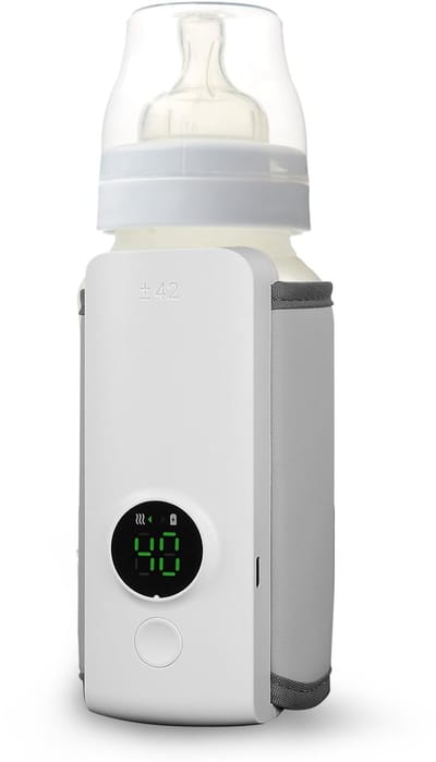 Flessenwarmer - Draagbare flessenwarmer - flessenwarmer onderweg - draadloze flessenwarmer - oplaadbare - led-display - temperatuurregeling - voor - op reis - onderweg -wit
