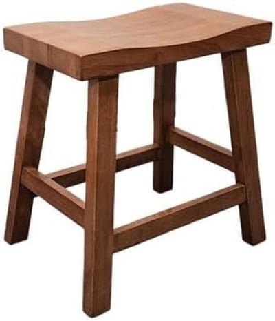 Houten Voetenbankje - Kleine Kruk - Extra Zitplaats - Massief Hout - 43x30x44 cm - Bruin
