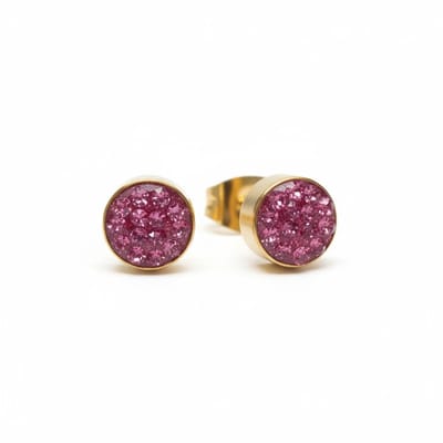 Aramat Jewels | Oorbellen | Fuchsia kristallen oorstekers 6 mm – goudkleurig | | | |6mm | Staal | Kinderen, Volwassenen | Verkleurd niet