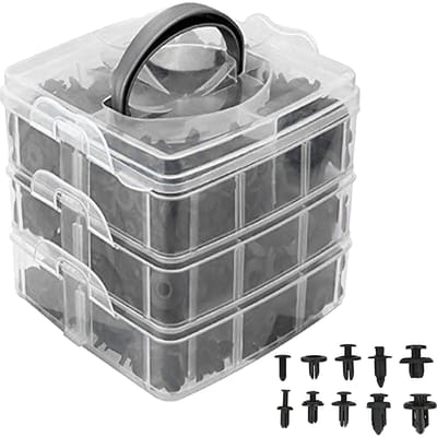 620 Pièces Clips de Fixation à Poussoir pour Voiture 16 Types Rivets Fixations Kit de Panneau de Garniture de Porte avec Outil de Retrait à Tournevis gray