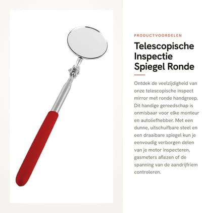 Dailygoods - Telescopische Inspectie Spiegel - Ronde Mechanica Spiegel - Vouwbaar - Universeel - Onderhoud Auto - Handige Tool voor Mechanica
