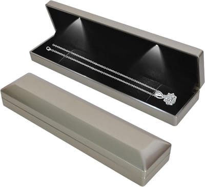 Elegante Sieradenbox met LED Verlichting voor Kettingen en Armbanden, Luxe Velvet Display Case voor Huwelijksaanzoeken en Cadeaus, 23*5.5*3.5cm