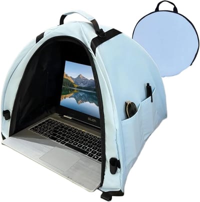 Laptop Zonnescherm Tent - Draagbare Hoes - Buiten Werken - Privacy Bescherming - Tot 18" - Lichtblauw