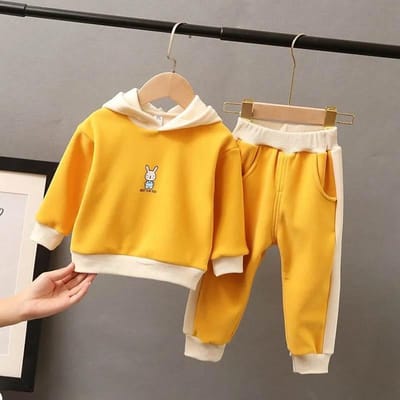 Ensemble de vêtements de printemps et d'automne pour enfants, pull à capuche pour filles, mode bébé, imprimé, couture, vêtements pour petites filles, ensemble deux pièces 80 orange