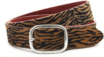 Dames riem lichtbruin/zwart - 4 cm breed - Leer - Jeans riem - Casual - Maat 90