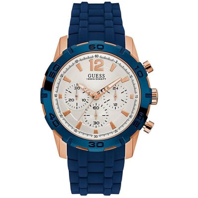 Heren Quartz Horloge Met Een Roestvrijstalen Kast, Siliconen Leer Bandje, Quartz Mechanische Waterbestendigheid Voor Dagelijkse Bijeenkomsten W0864G5 white