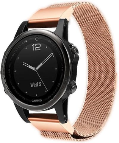 Stalen bandje milanees geschikt voor Garmin Fenix 9 (43mm) / 9 Pro (43mm) 8 - 43mm / Fenix 7s (Pro - Solar - Sapphire Solar) / Fenix 6s (Pro - Sapphire) / Fenix 5s (Plus - Sapphire) / Epix Pro (Gen 2) 42mm / Instinct 2s - E - Rosegoud