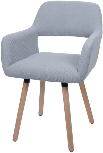 Eetkamerstoel MCW-A50 II, stoel Keukenstoel Gestoffeerde stoel, hout Stof/textiel Corduroy (400 g/m²) MVG ~ lichtgrijs