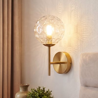 NETTLIFE Wandlelamp Goud - Glazen Bol G9 - Modern Design - Metaal - Ø24 cm - Vintage Wandverlichting - zonder Lichtbron - voor Woonkamer | Slaapkamer | Hal | Badkamer | Hotel