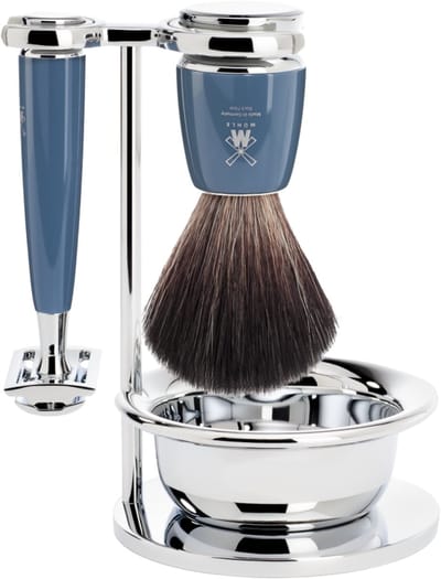 MÜHLE -Scheerset 4-delig - Black Fibre en Safety Razor - Handvatten kunsthars Petrol -Rytmo