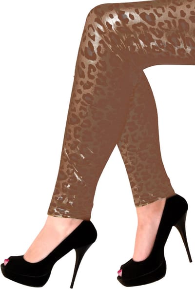 KIMU® Legging Luipaard Metallic - Maat XS-S - Panter Cheetah Print Glitter Broek Foute Party Festival
