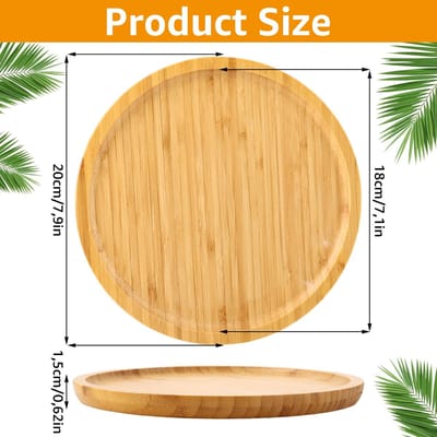 Dailygoods- Bamboe Onderzetters 4 Stuks - Ronde Dienblad - Decoratief Dienblad - Natuurlijk Bamboe - Multifunctioneel - Gemakkelijk Schoon te Maken