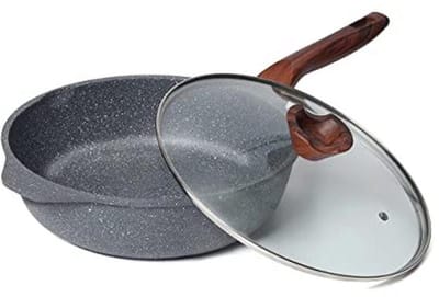 Inductie Koekenpan 28 cm met Deksel – Anti-aanbak Graniet, PFOA-vrij, Bakelieten Handvat – Keukenartikelen en Cadeaus