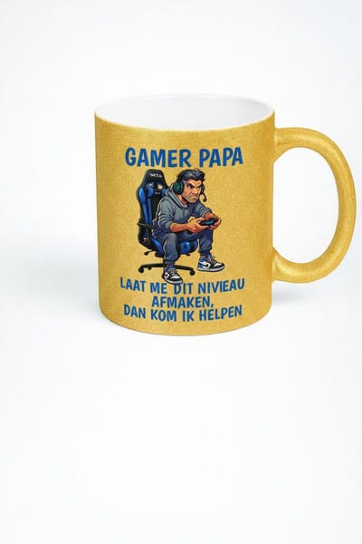 Gamer Papa Mok - Unieke Glitter Mok voor de Gaming Liefhebbende Papa