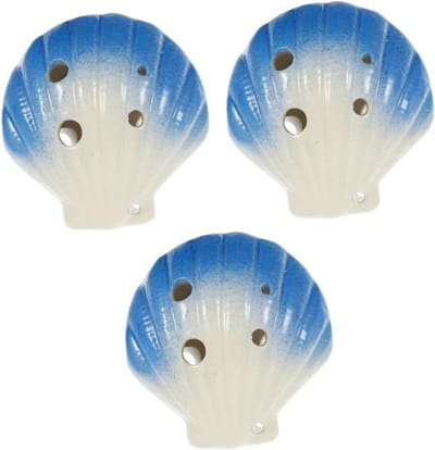 Ocarina Set - Blokfluit Instrument - Muziek Leren Spelen - Keramisch Materiaal - 3 Stuks - Blauw