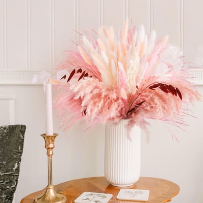 Dailygoods - N&T NIETING Pampasgras, 85 stuks, natuurlijk gedroogd pampasgras, boeket, pampasgras, gedroogde bloemen voor bruiloft, tafeldecoratie, boho-woondecoratie