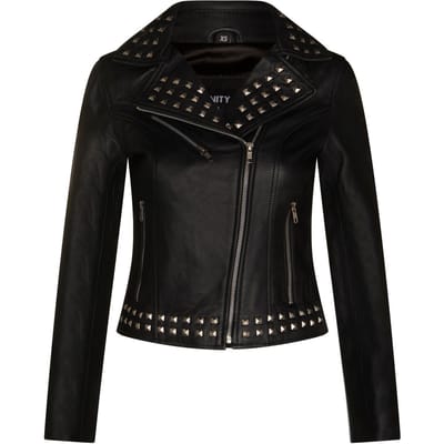Gothic leren bikerjack voor dames met studs-Bilbao