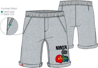 Lego Ninjago jongens short - korte broek - bermuda - grijs -  Maat 104 / 4 jaar