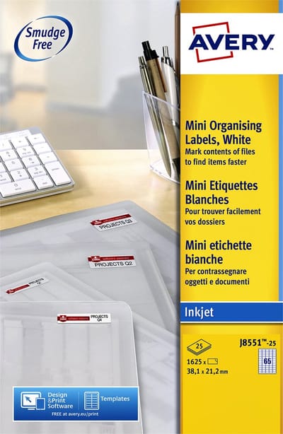 Avery printeretiketten Clear Mini Label- Ink jet - J8551