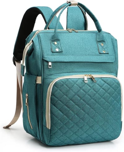 Draagbare Luiertas - Baby Rugzak - Baby Verzorging - Met USB Poort - 3 Thermische Vakken - Groen