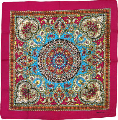 Fako Fashion - Bandana - Hoofddoek - Mondbescherming - Zakdoek - Sjaal - Paisley Kaleidoscoop - 53x53cm - Fuchsia