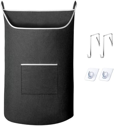 carmdering - Deur Hangende Wasmand - Extra Grote Wasopberger - 600D Oxford Stof Mand - Grote Opening Ontwerp - Onderste Rits Systeem - Waterdicht 600D Materiaal - Scheurvast En Duurzaam - Bespaart Ruimte En Houdt Kamer Netjes - 1 Stuk - Zwart