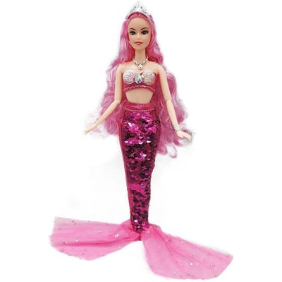 11 Inch Zeemeerminpop Volledige Set Meerdere Gewrichten Beweegbaar 30cm Hoogte Pop met Paillettenrok Pak Meisjes Aankleed Speelgoed Doll with Clothes pink