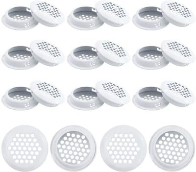 Dailygoods - 22 Stuks Ventilatierooster Rond - Wit Roestvrij Staal voor Ventilatie
