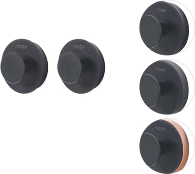 Tiger Urban - Handdoekhaak - 2 stuks - Zwart - ø 3,5 cm - Inclusief 4 decorringen - Zelfklevend