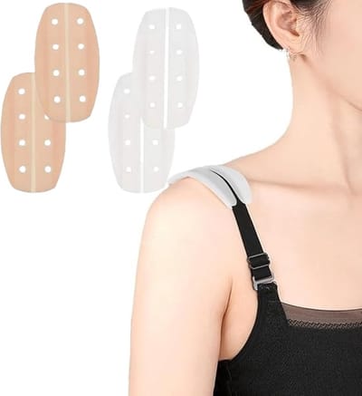 2 paar - Ademend Siliconen BH-bandjes Pads - siliconen bh-band kussens houder - zachte siliconen bh-wandkussens - voor vrouwen - antislip schouderbeschermers pads - wit en Beige