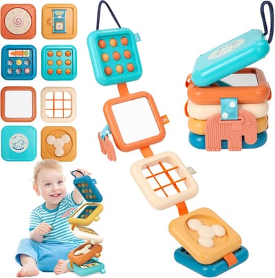 Namajunas - Montessori speelgoed - Sensorisch Speelgoed - 8-in-1 sensorisch reisspeelgoed voor peuters - Montessori Activiteitenbord - Educatief Spel - Busy Board - Montessori Busy Board for Toddlers 1-4 - voor Thuis en Onderweg